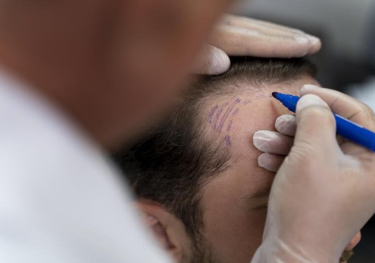 Man som ska få hårtransplantation